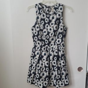F21 Black and White/Blue Floral Print Dress